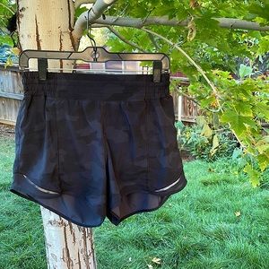 Camouflage, high-rise. Lululemon shorts.